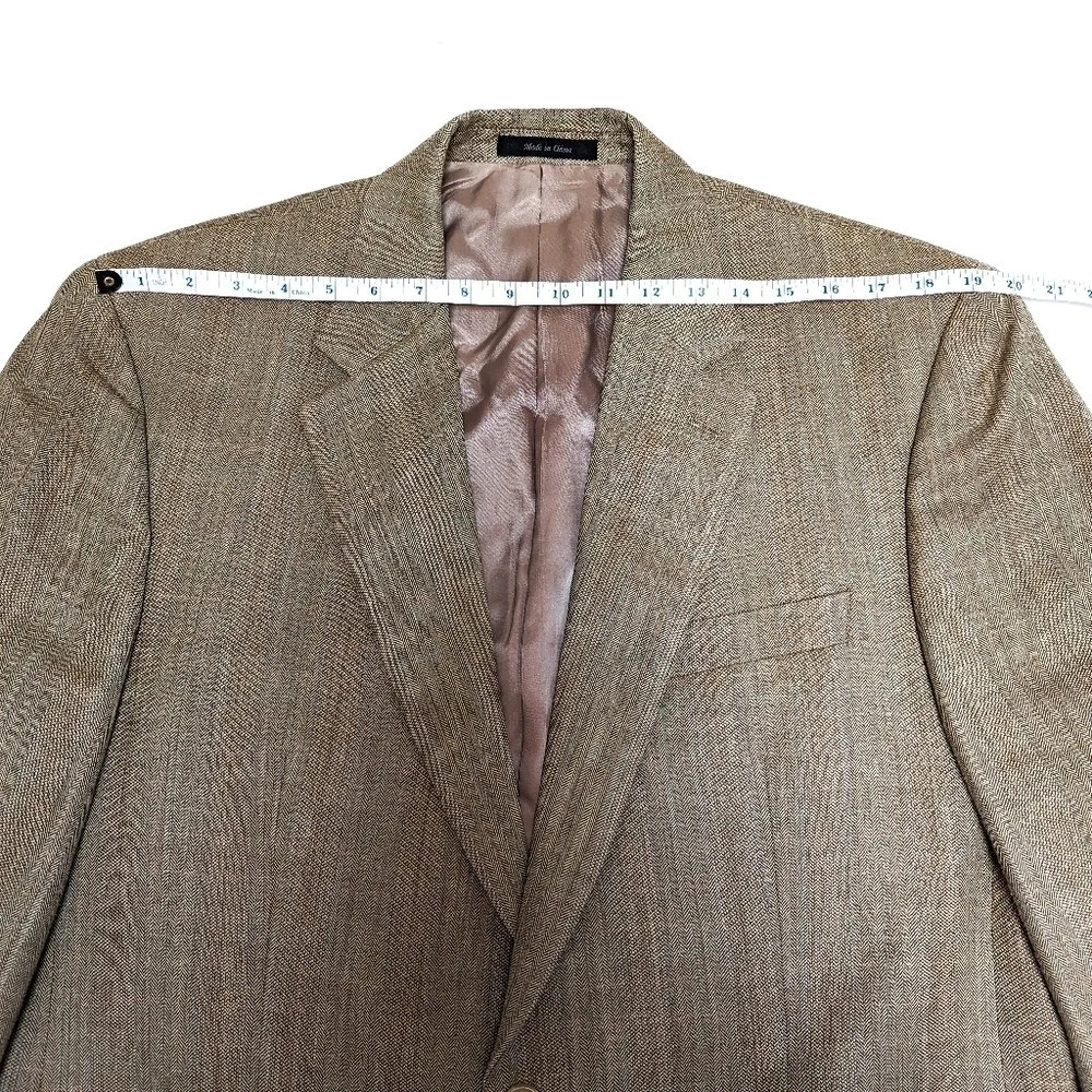 Lauren Ralph Lauren Tan Suit Jacket Blazer Silk Wool Blend size 44L - Picture 13 of 13